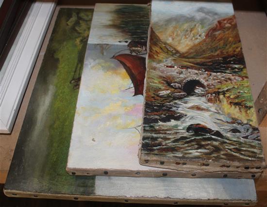 Three unframed oils